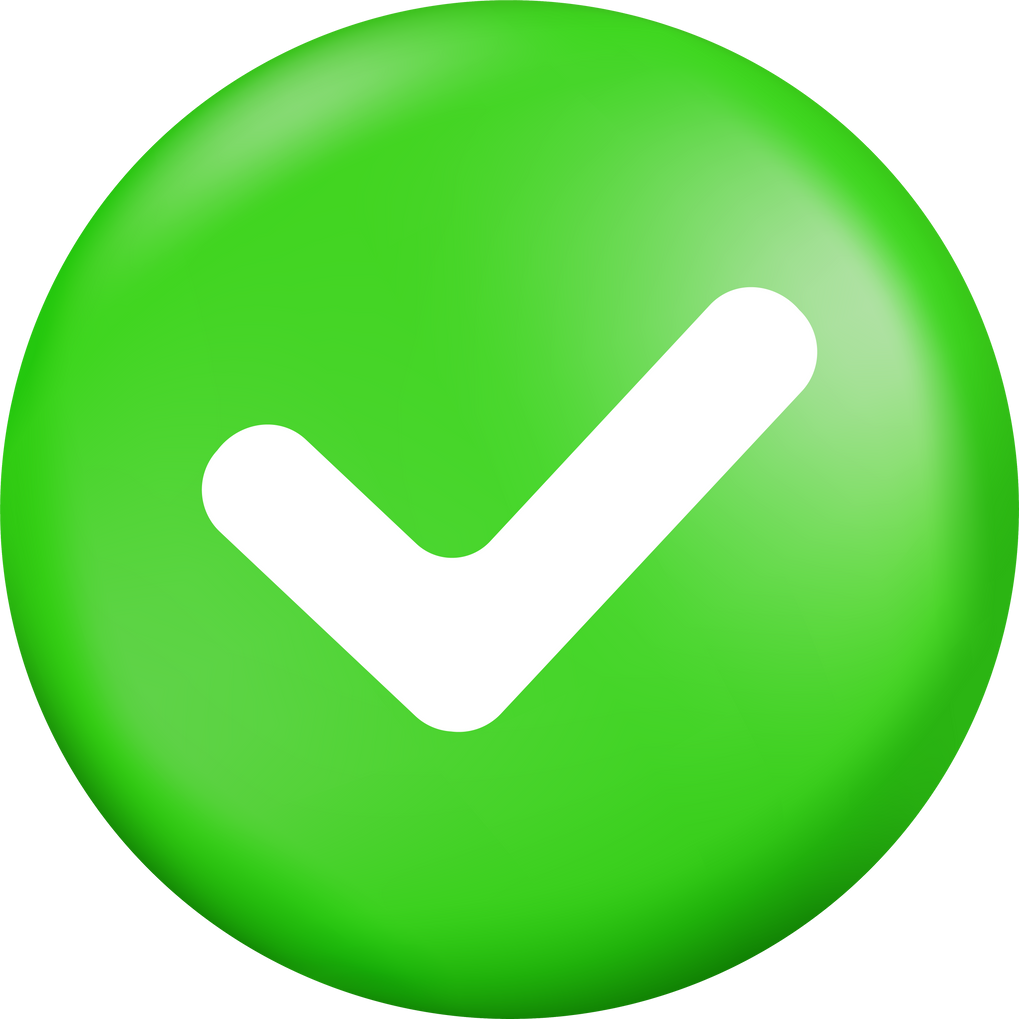 3D Right Button in Round Shape. icon symbol in green yes Checkmark Tick approved done.